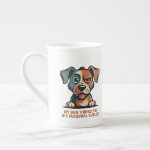 Lustige Hund-Butler-Zitat-Illustration Prozellantasse