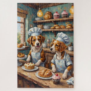 Lustige Hunde-Bäckerei-Szene - Süße Hundefan-Kunst Puzzle