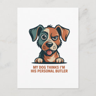 Lustige Hunde-Butler-Zitat-Illustration Postkarte