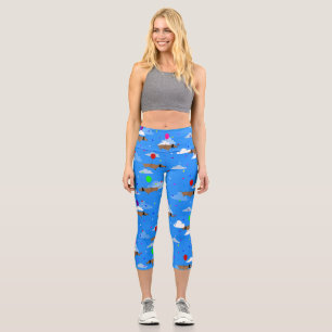 lustige Hunde Dachshund Luftballons Wolken Capri Leggings