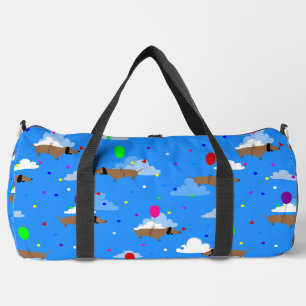 lustige Hunde Dachshund Luftballons Wolken Duffle Bag