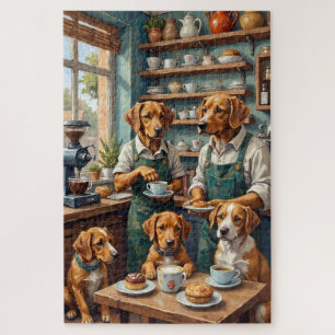 Lustige Hunde, die einen Coffeeshop Illustration H Puzzle