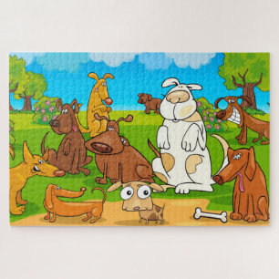 Lustige Hunde im Park-Rätsel Puzzle
