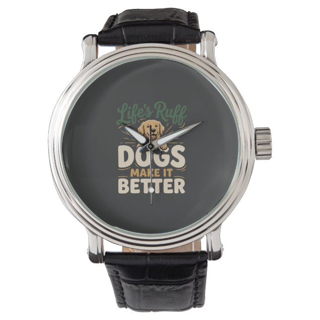 Lustige Hunde machen es besser Armbanduhr (Vorderseite)