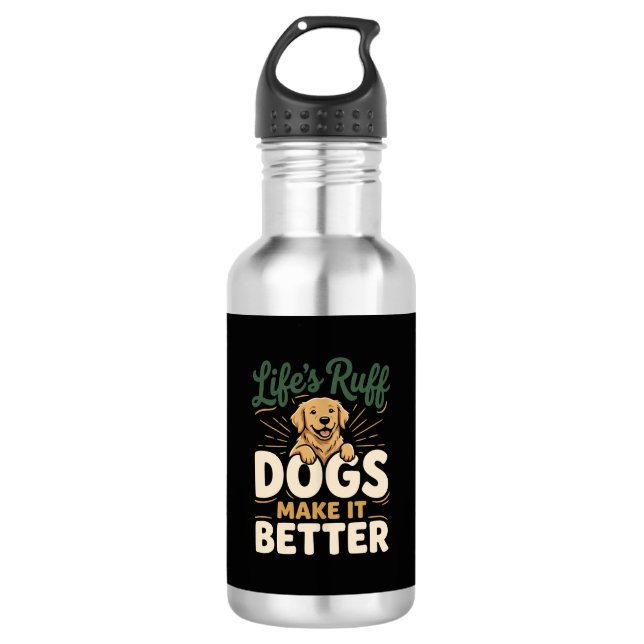 Lustige Hunde machen es besser Edelstahlflasche (Vorderseite)
