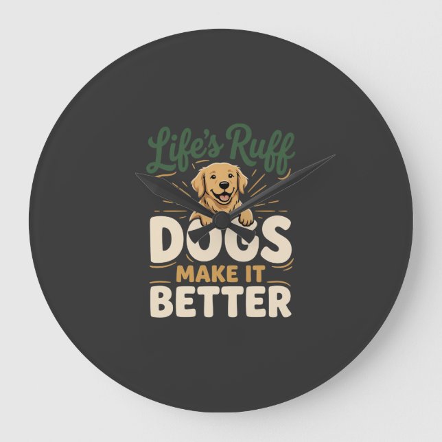 Lustige Hunde machen es besser Große Wanduhr (Vorderseite)