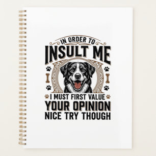 Lustige Hunde Meinung Vintage T-Shirt Design_1 Planer