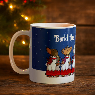 Lustige Hunde singen Weihnachtslieder auf einem Pu Kaffeetasse