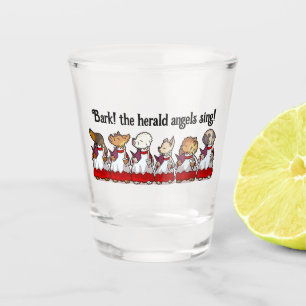 Lustige Hunde singen Weihnachtslieder Pug Pomerani Schnapsglas