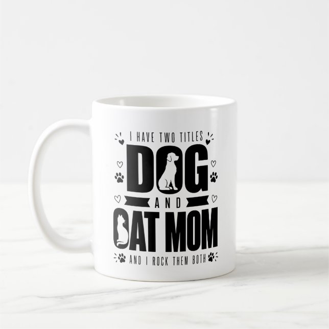 Lustige Hunde- und Katzenmutter-Kaffeetasse, Gesch Kaffeetasse (Links)