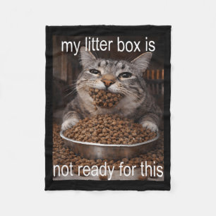 Lustige hungrige Katzen-Meme vor dem Katzenklo-Cha Fleecedecke