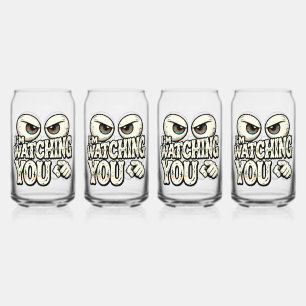 Lustige "ICH BEOBACHTE DICH" Retro-Augen-Kaffeetas Dosenglas