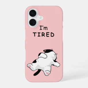 Lustige "Ich bin müde" schlafende Katze iPhone 16 Hülle