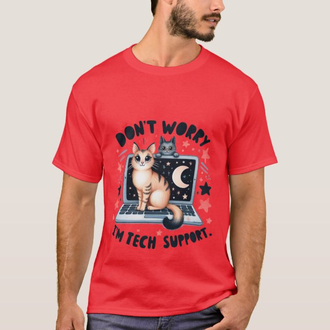 Lustige "Ich bin Technischer Support" IT-Katze Lap T-Shirt (Vorderseite)