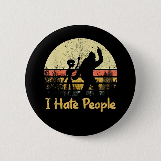 Lustige Ich hasse Leute Damen T-Shirts Button (Vorderseite)