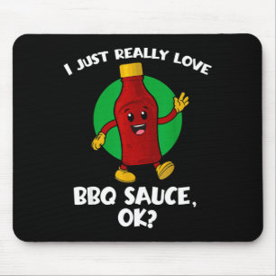 Lustige ich liebe BBQ-Sauce Cartoon-Barbecue Mousepad