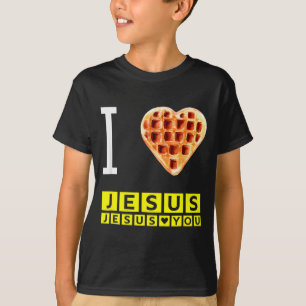 Lustige Ich liebe Jesus-Waffel-Herz-Christliche Fr T-Shirt