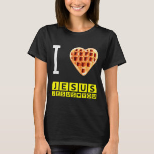 Lustige Ich liebe Jesus-Waffel-Herz-Christliche Fr T-Shirt