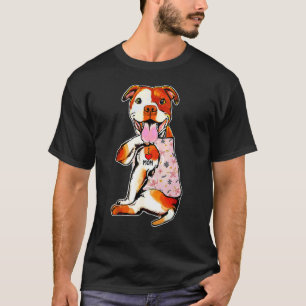 Lustige Ich Liebe Mama Tattoo Pit Bull Hund Blumen T-Shirt