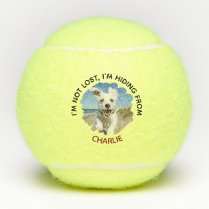 Lustige „Ich verstecke mich vor“ individuelle Hund Tennisbälle
