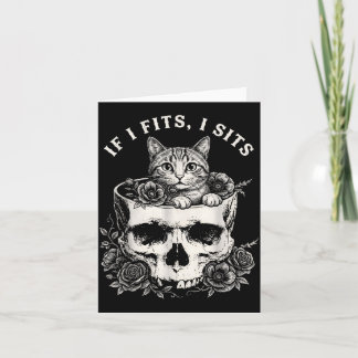 Lustige If Fits Sits schwarze Katze mit Totenkopf  Karte