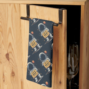 Lustige Illustration eines Astronauten, verloren i Geschirrtuch