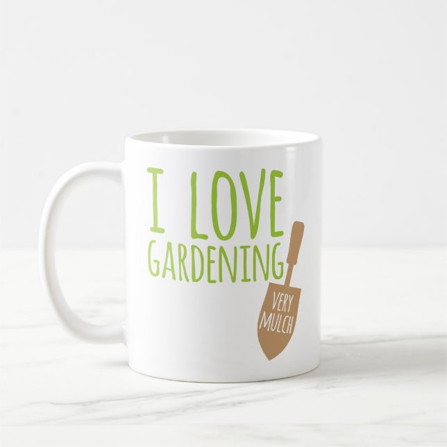 Lustige im Garten arbeitenwortspiel-sehr Laubdecke Kaffeetasse (Links)