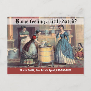 Lustige Immobilien-Marketing Vintage-Frauen Postkarte