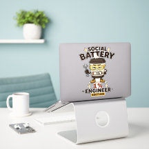 Lustige Ingenieur-Laptop-Aufkleber 'Social Battery