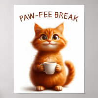 Lustige Ingwerkatze mit Kaffee - Pawfee Pause