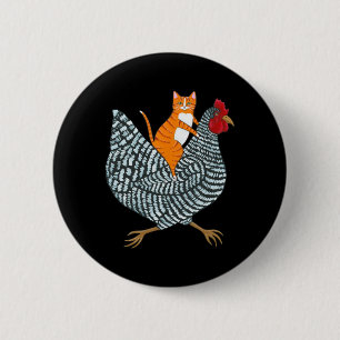 Lustige Ingwerkatze Orange Kitten Huhn Reiten Männ Button