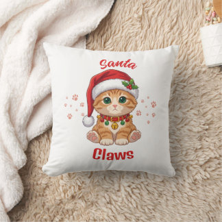Lustige Ingwerkatze Weihnachten Santa Hut Pun Kissen