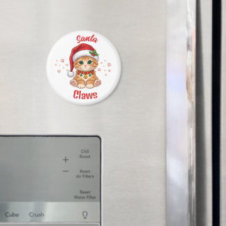Lustige Ingwerkatze Weihnachten Santa Hut Pun Magnet