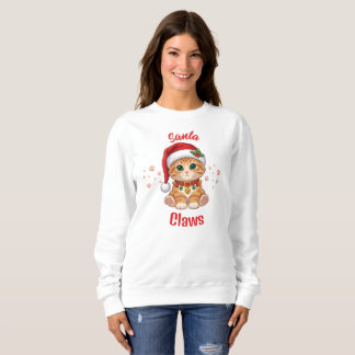 Lustige Ingwerkatze Weihnachten Santa Hut Pun Sweatshirt