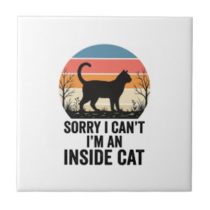 Lustige Innenkatze Vintage Katzenliebhaber Design_ Fliese