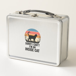 Lustige Innenkatze Vintage Katzenliebhaber Design_ Metall Brotdose