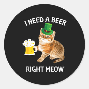 Lustige irische Bierkatze St. Patricks Day Trinken Runder Aufkleber