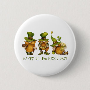 Lustige irische Gnome Frohen St. Patrick's Day Button
