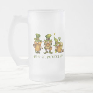 Lustige irische Gnome Frohen St. Patrick's Day Mattglas Bierglas