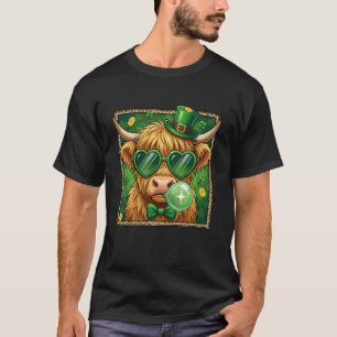Lustige Irische Highland-Kuh mit Shamrocks St. Pat T-Shirt