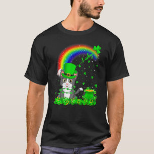 Lustige Irische Shamrock Regenbogen Glückskatze St T-Shirt