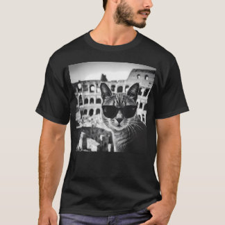 Lustige Italien-Katze mit Sonnenbrille in Rom T-Shirt