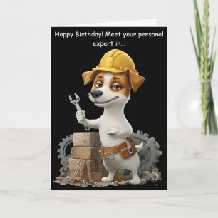 Lustige Jack-Russell-Handyman-Hunde-Geburtstagskar Karte