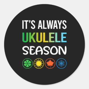 Lustige Jahreszeit Ukulele Runder Aufkleber