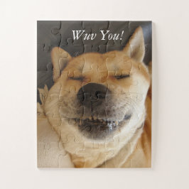 lustige japanische akita mit niedlichem Lächeln Puzzle