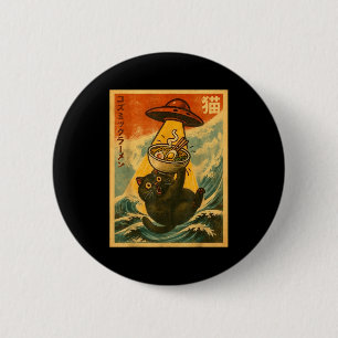 Lustige japanische Anime-Ufo-Katzen-Ramen Männer F Button