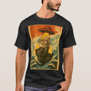 Lustige japanische Anime-UFO-Katzen-Ramen Männer F T-Shirt