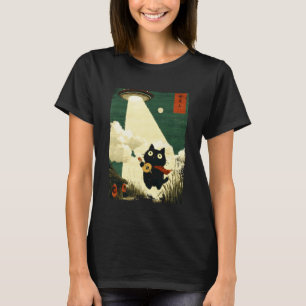 Lustige japanische Katzenentführung Alien UFO Gita T-Shirt