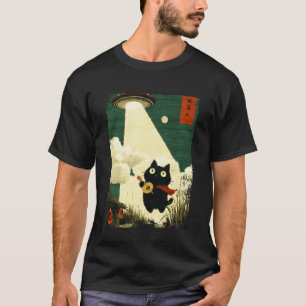 Lustige japanische Katzenentführung Alien UFO Gita T-Shirt