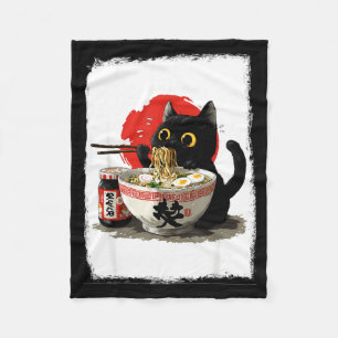 Lustige japanische Kawaii-Katze Anime L isst Ramen Fleecedecke